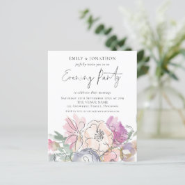 Budget Artsy Florals Wedding Evening Party nodigt