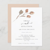 Budget Artsy Leaves Wedding Script Uitnodiging (Voorkant / Achterkant)