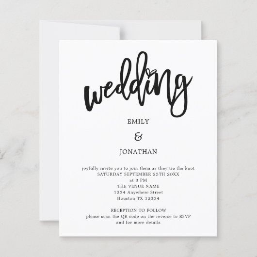 Budget Artsy Script QR Code Weddenschap (Voorkant)