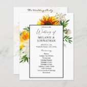 Budget Artsy Sunflower Floral Wedding Programme (Voorkant / Achterkant)