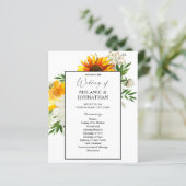 Budget Artsy Sunflower Floral Wedding Programme (Staand voorkant)