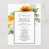 Budget Artsy Sunflower Floral Wedding Programme (Voorkant)