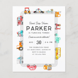 Budget Auto's Straat Kinder Vervoer Verjaardag Flyer