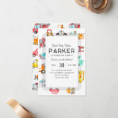 Budget Auto's Straat Kinder Vervoer Verjaardag Notitiekaartje (Voorkant / Achterkant in situ)