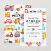 Budget Auto's Straat Kinder Vervoer Verjaardag Notitiekaartje (Voorkant / Achterkant)