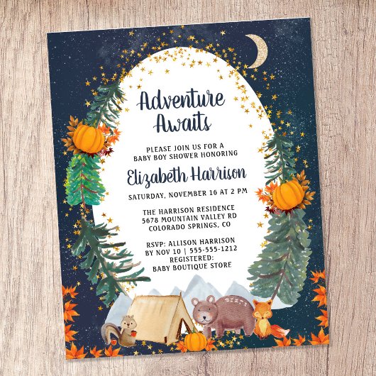 Budget Autumn Adventure Woodland Baby shower