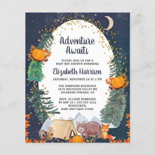 Budget Autumn Adventure Woodland Baby shower (Voorkant)