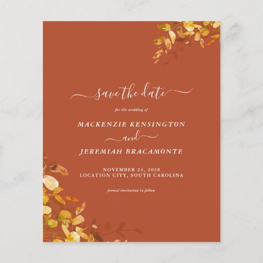 BUDGET Autumn Botanische Foto slaat de datum op Flyer (Achterkant)