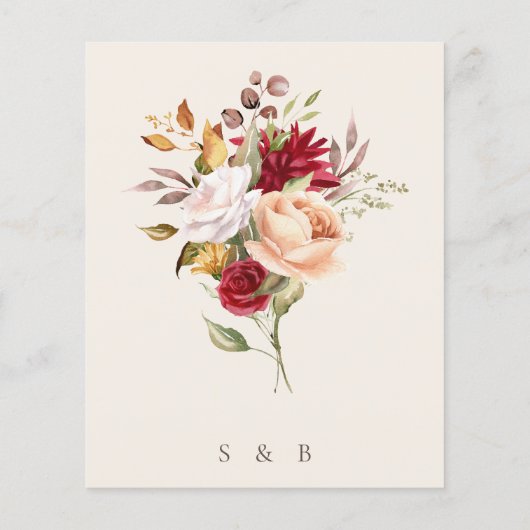 Budget Autumn Herfst Bloemen Ivoor Bruiloft Uitnod (Achterkant)