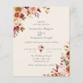 Budget Autumn Herfst Bloemen Ivoor Bruiloft Uitnod (Voorkant)