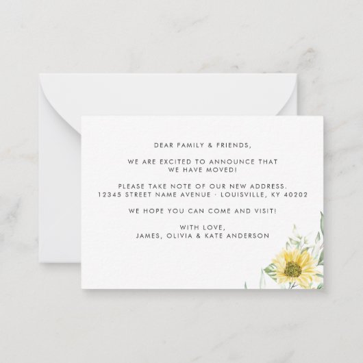 Budget Autumn Herfst Zonnebloem We hebben ons verp Notitiekaartje (Achterkant)