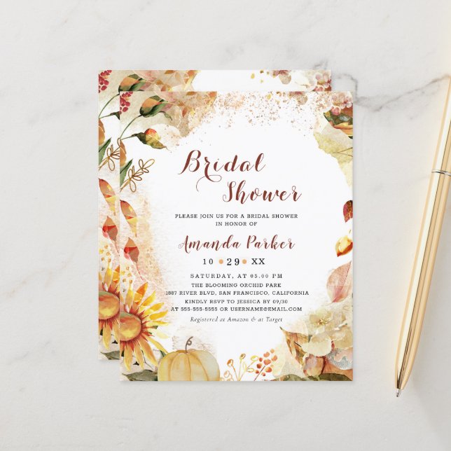 Budget Autumn Pumpkin Sunflower Vrijgezellenfeest (Voorkant / Achterkant in situ)