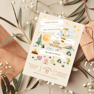 Budget Avontuur Baby shower Waterverf Bomen Flyer