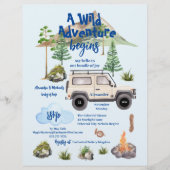 Budget Avontuur Baby shower Waterverf Camper Flyer (Voorkant)