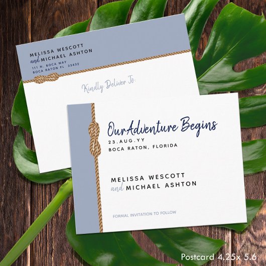 Budget ⚓️ Avontuur Begint Nautisch Save The Date Aankondigingskaart