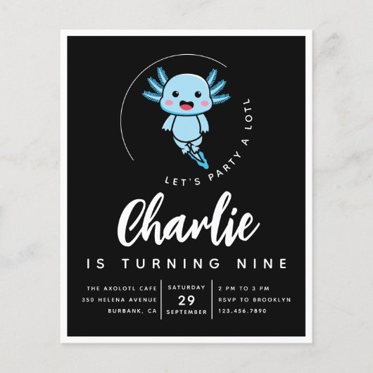 Budget Axolotl Birthday Party Invitation (Voorkant)
