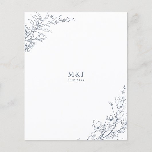 BUDGET Azure Ivoor Floral Wreath Monogram Bruiloft (Achterkant)