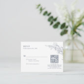 BUDGET Azure Ivory Floral Wreath QR Code Huwelijk Informatiekaartje (Staand voorkant)