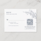 BUDGET Azure Ivory Floral Wreath QR Code Huwelijk Informatiekaartje (Voorkant)