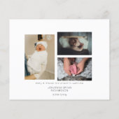 Budget B&W Blue Welcome Photo Baby Aankondiging (Achterkant)