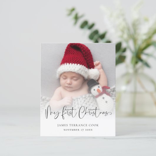 Budget Baby 1e Kerstnaam Datum Foto Overlay (Staand voorkant)