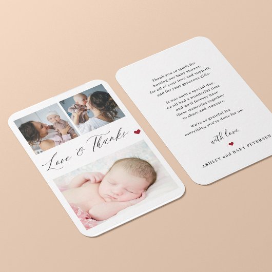 Budget baby 3 foto collage elegant bedankt notitiekaartje