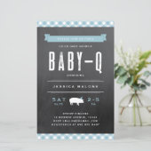 Budget Baby BBQ Blue Co-ed Baby shower Invitation (Staand voorkant)
