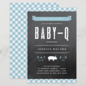 Budget Baby BBQ Blue Co-ed Baby shower Invitation (Voorkant / Achterkant)