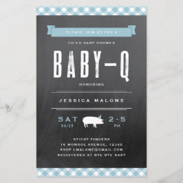 Budget Baby BBQ Blue Co-ed Baby shower Invitation