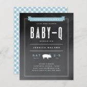Budget Baby BBQ Blue Co-ed Baby shower Invitation (Voorkant / Achterkant)