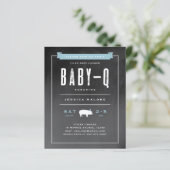 Budget Baby BBQ Blue Co-ed Baby shower Invitation (Staand voorkant)