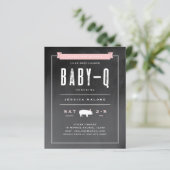 Budget Baby BBQ Roze Co-ed Baby shower Uitnodiging (Staand voorkant)