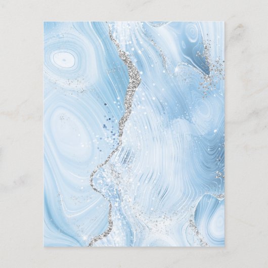 Budget Baby Blauw Zilveren Agaat Bruiloft Uitnodig (Achterkant)