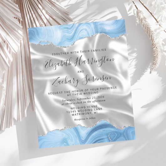 Budget Baby Blauw Zilveren Agaat Witte Zijde Huwel