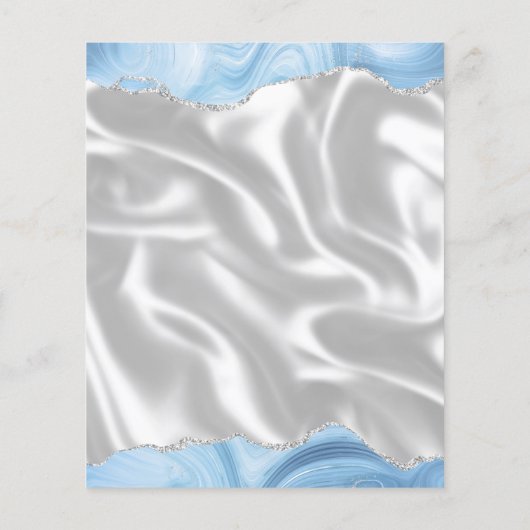 Budget Baby Blauw Zilveren Agaat Zijde Trouwmenu (Achterkant)