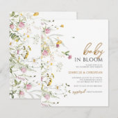 Budget Baby Bloom Wildflowers Rustieke Uitnodiging (Voorkant / Achterkant)