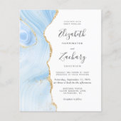 Budget Baby Blue Goud Agaat QR Code Trouw Uitnodig (Voorkant)