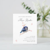 Budget Baby Blue Jay Bird Baby shower Uitnodiging (Staand voorkant)