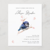 Budget Baby Blue Jay Bird Baby shower Uitnodiging (Voorkant)