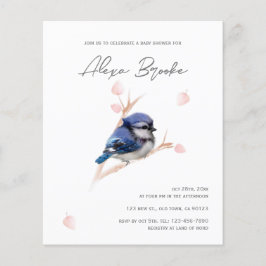 Budget Baby Blue Jay Bird Baby shower Uitnodiging