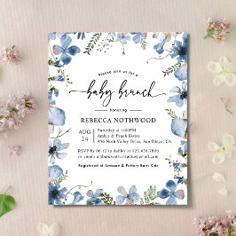 Budget Baby Blue Wildflower Baby Brunch Uitnodigin