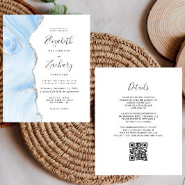 Budget Baby Blue Zilveren Agaten QR-code Trouwfees