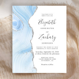Budget Baby Blue Zilveren Agaten Trouwuitnodiging