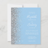 Budget Baby Blue Zilveren Glitter QR Code Trouwfee (Voorkant)