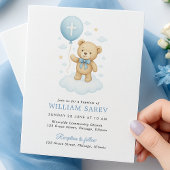 Budget Baby Boy Doop Uitnodiging met Teddy