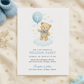 Budget Baby Boy Doop Uitnodiging met Teddy