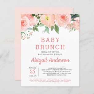 Budget Baby Brunch Waterverf Floral Uitnodiging