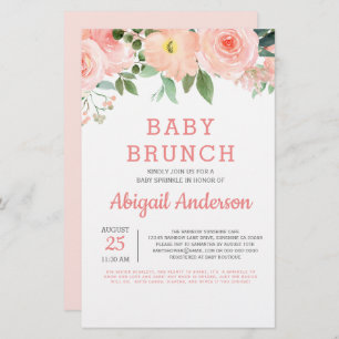 Budget Baby Brunch Waterverf Floral Uitnodiging