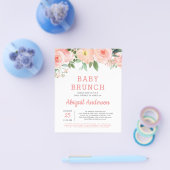 Budget Baby Brunch Waterverf Floral Uitnodiging Flyer (Enkel)