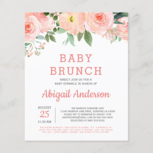 Budget Baby Brunch Waterverf Floral Uitnodiging Flyer